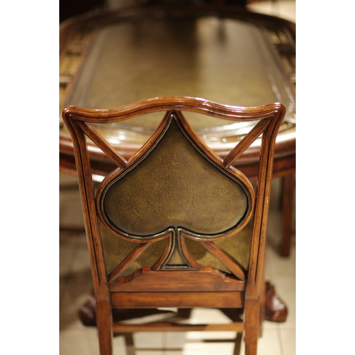 Jonathan Charles Chair Spade Playing Card - English Green Leather