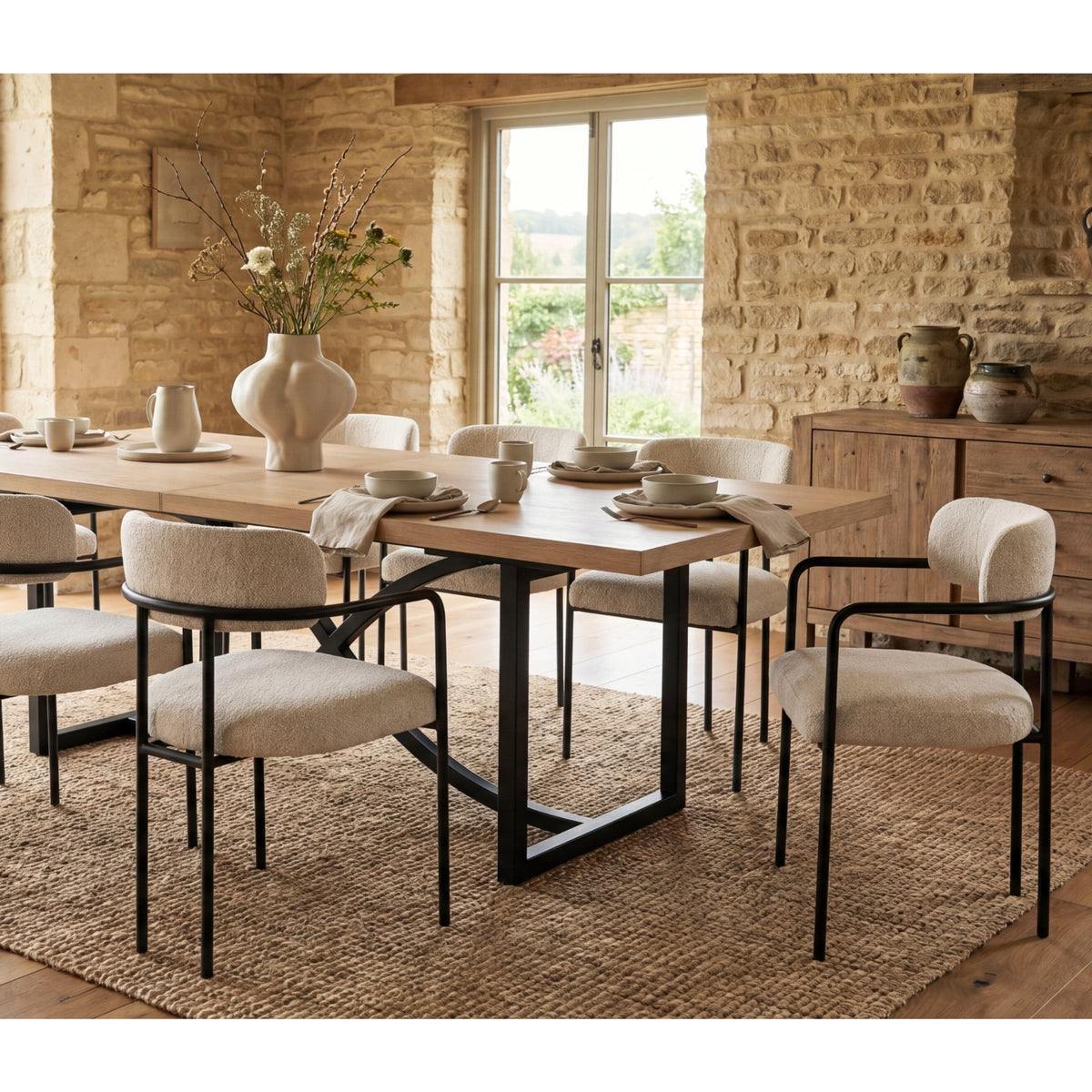 Hooker Furniture Tranquillity Rectangle Extending Dining Table with Metal Base 204-260cm