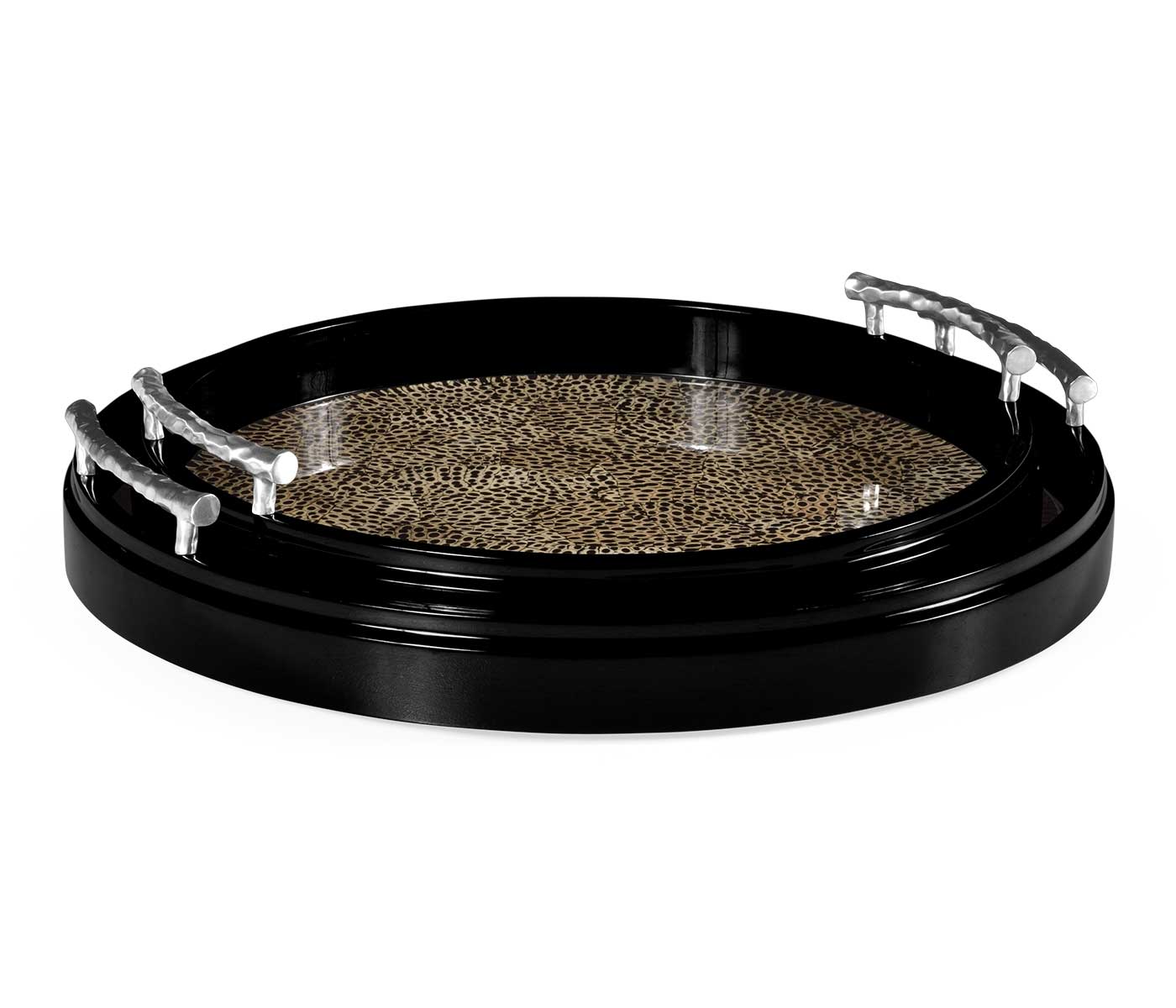 Jonathan Charles Round Tray Oriental - Midnight Eggshell