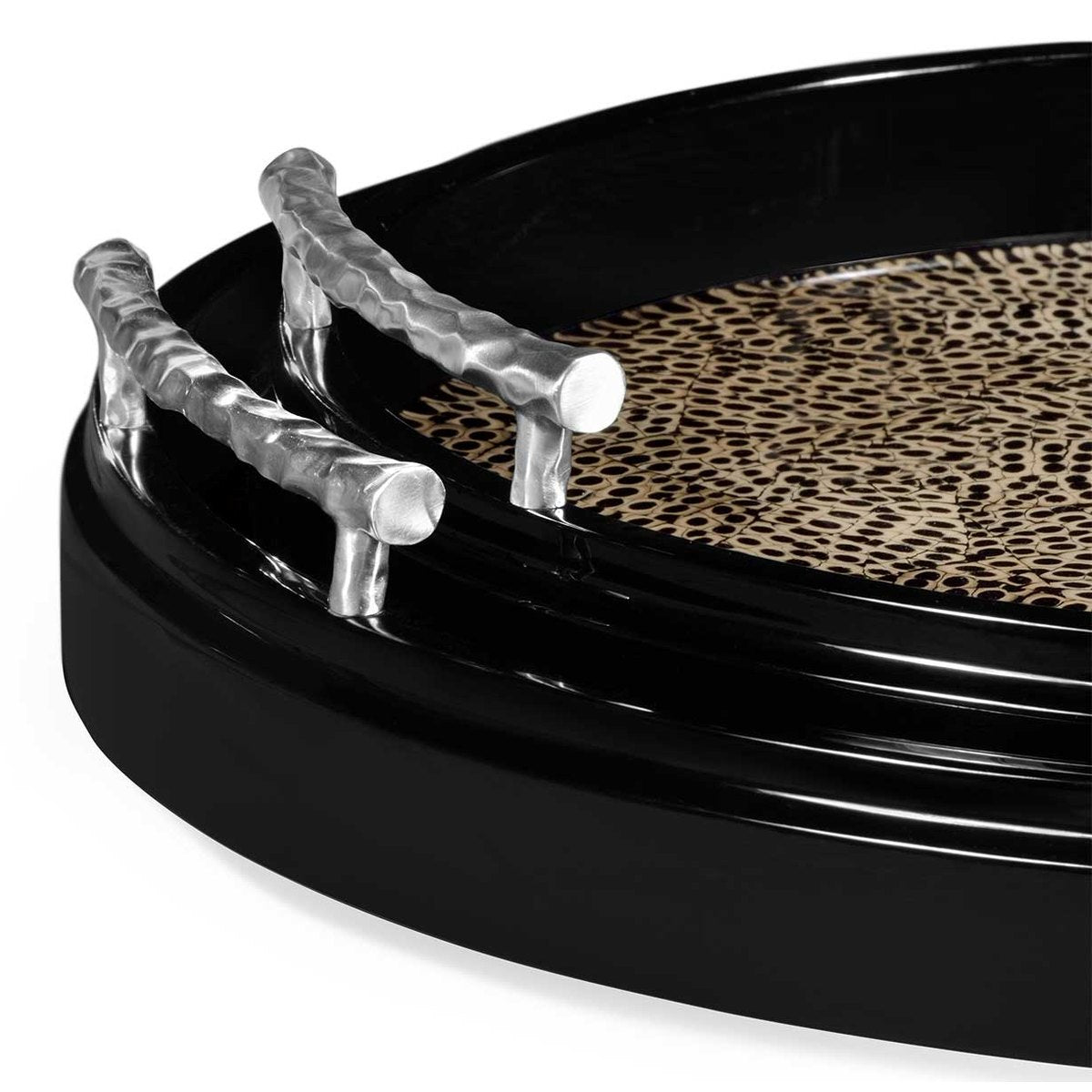 Jonathan Charles Round Tray Oriental - Midnight Eggshell