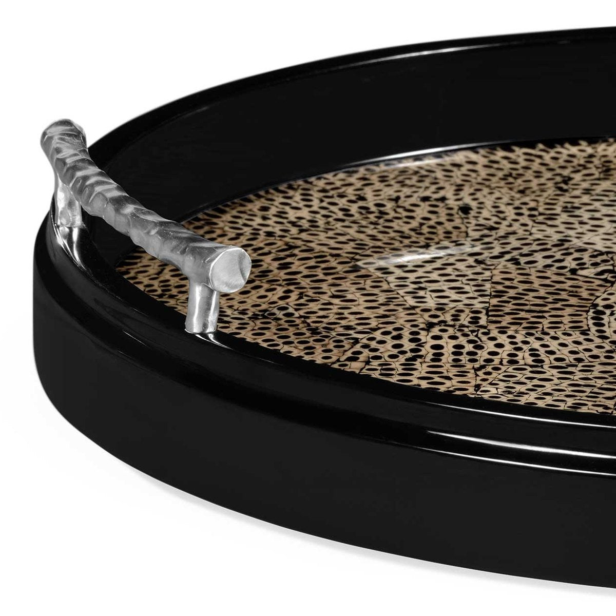 Jonathan Charles Round Tray Oriental - Midnight Eggshell