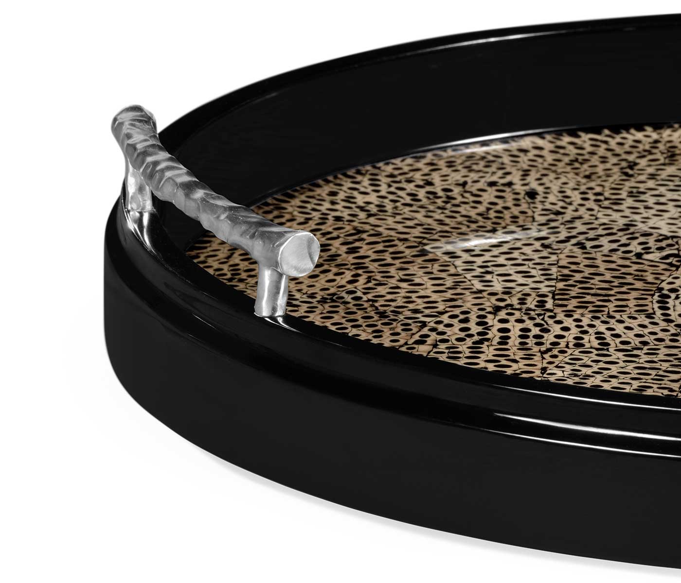 Jonathan Charles Round Tray Oriental - Midnight Eggshell