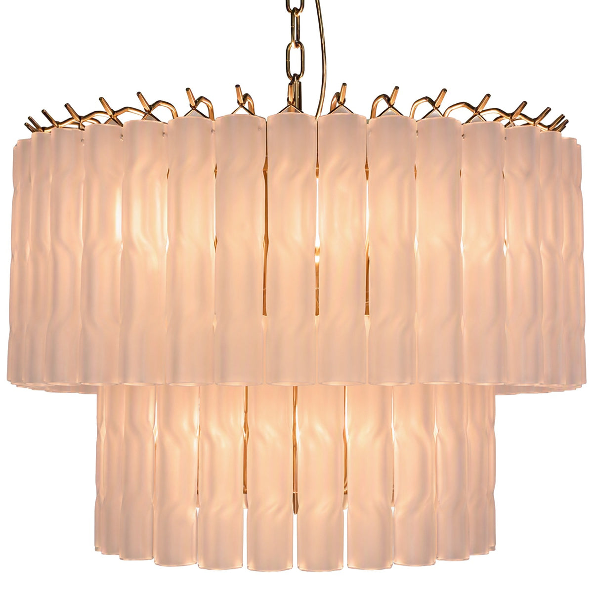 Keiichi Twisted Frost Glass Chandelier - Small