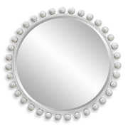 Cyra Round Wood Mirror in Aged Ivory