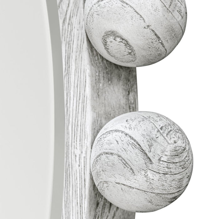 Uttermost Cyra Round Wood Mirror in Aged Ivory