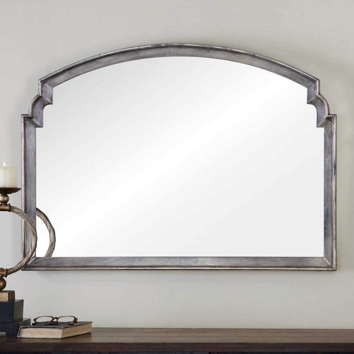 Uttermost Via Della Overmantle Mirror in Silver