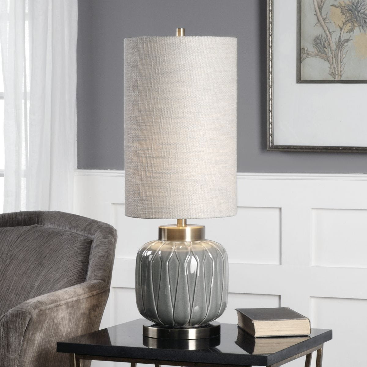 Uttermost Zahlia Aged Grey Ceramic Lamp