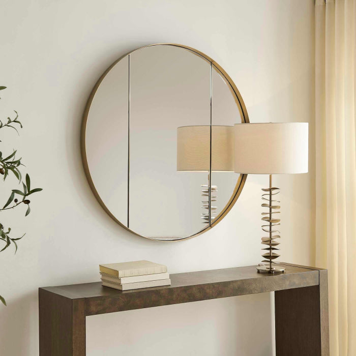 Uttermost Amram Antique Brass Round Mirror