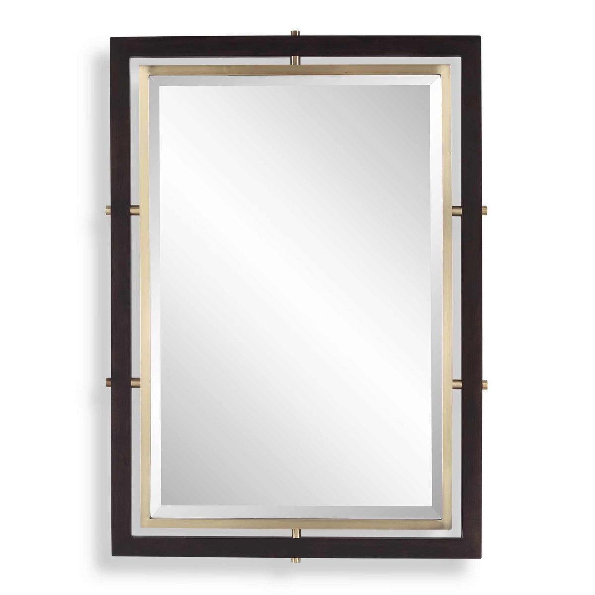 Bach Walnut & Brass Rectangle Mirror