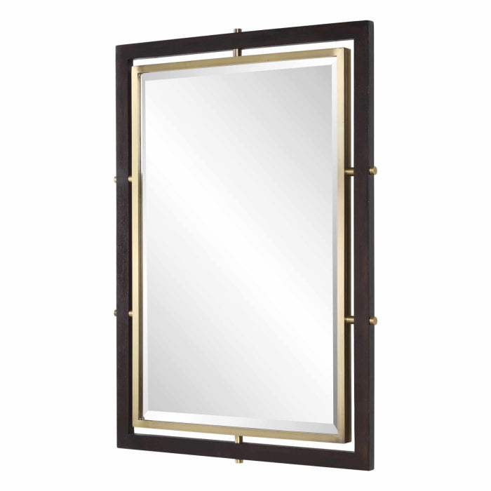 Uttermost Bach Walnut & Brass Rectangle Mirror