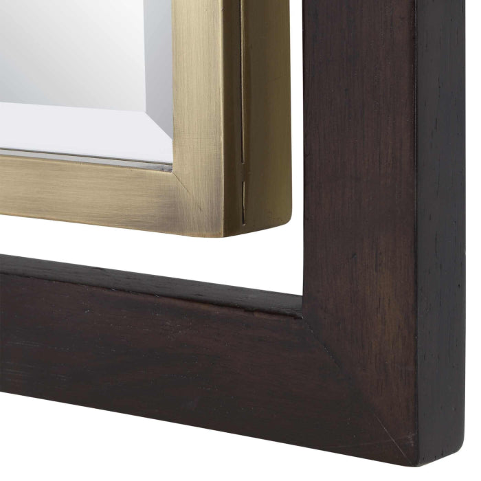 Uttermost Bach Walnut & Brass Rectangle Mirror