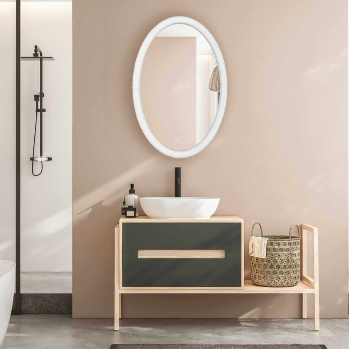 Uttermost Bali White Ribbed Oval Mirror