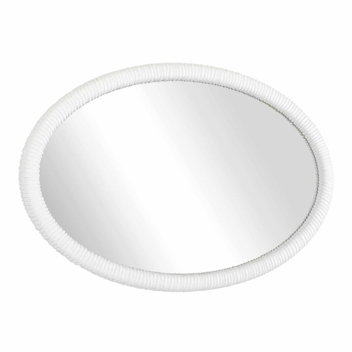 Uttermost Bali White Ribbed Oval Mirror