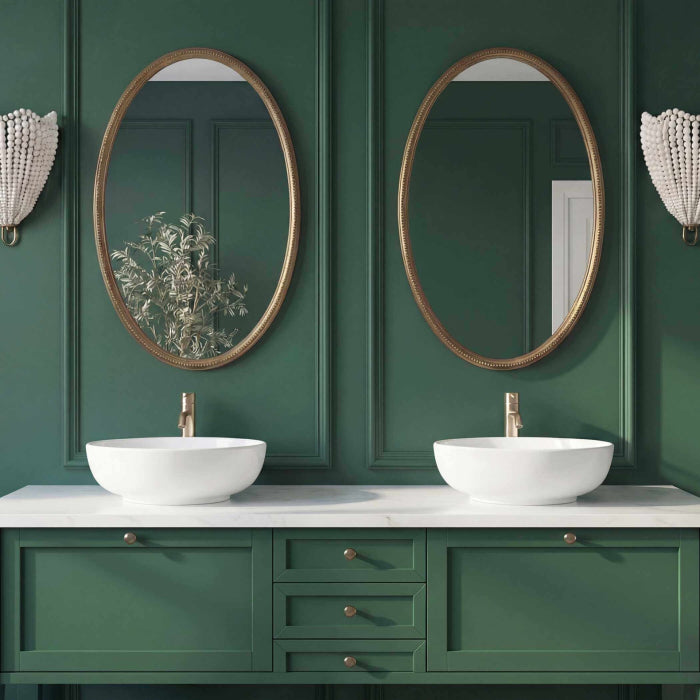 Uttermost Ellis Beaded Brass Oval Mirror