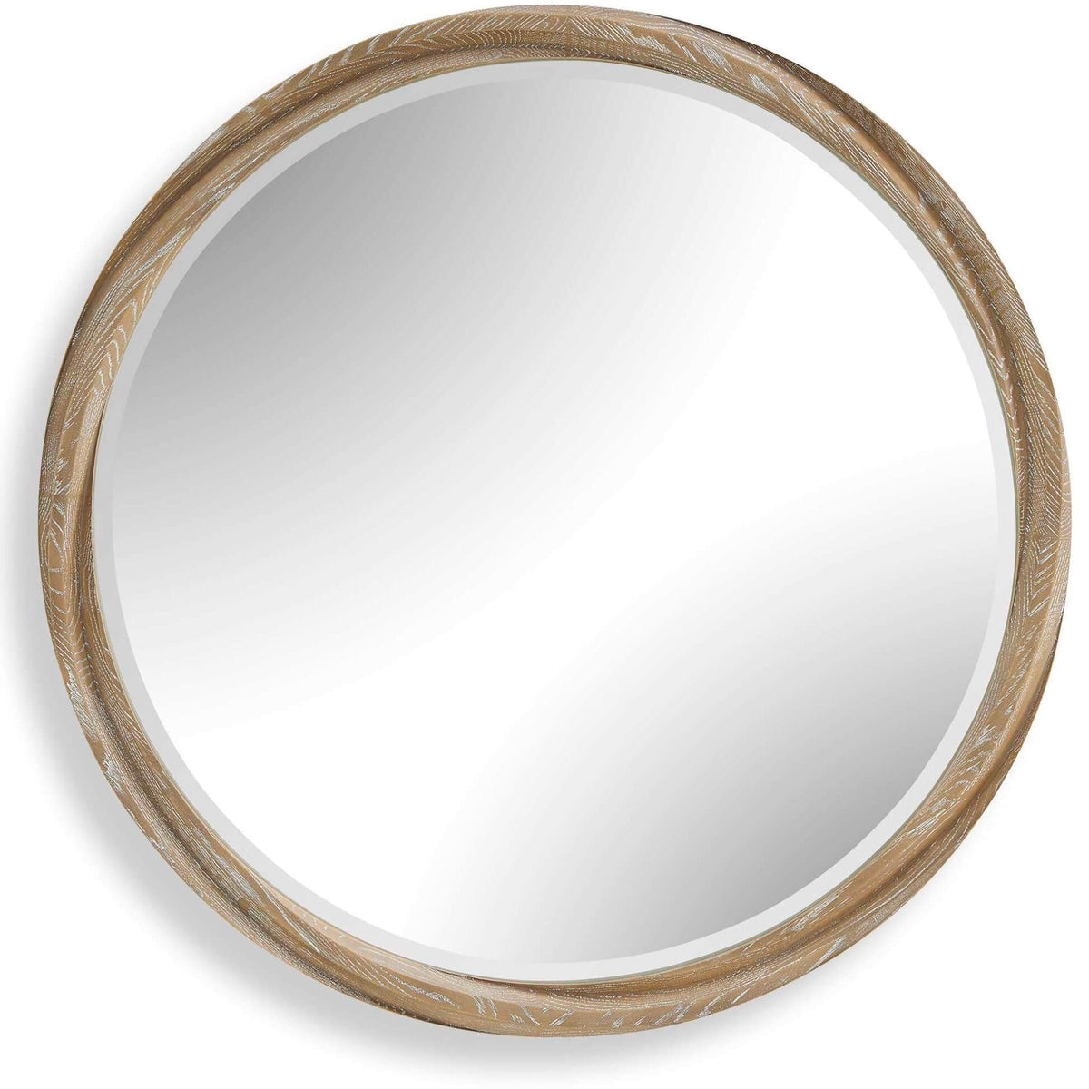 Landry Round Light Wood Mirror