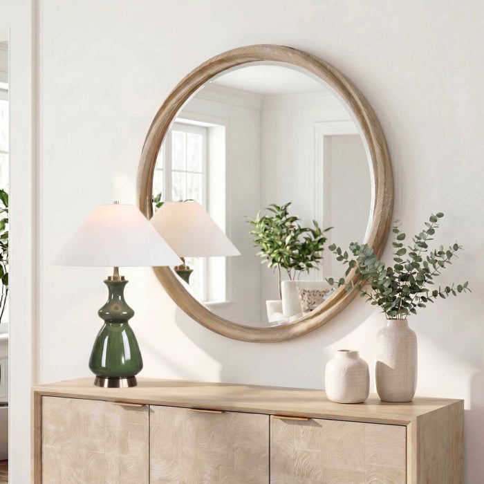 Uttermost Landry Round Light Wood Mirror