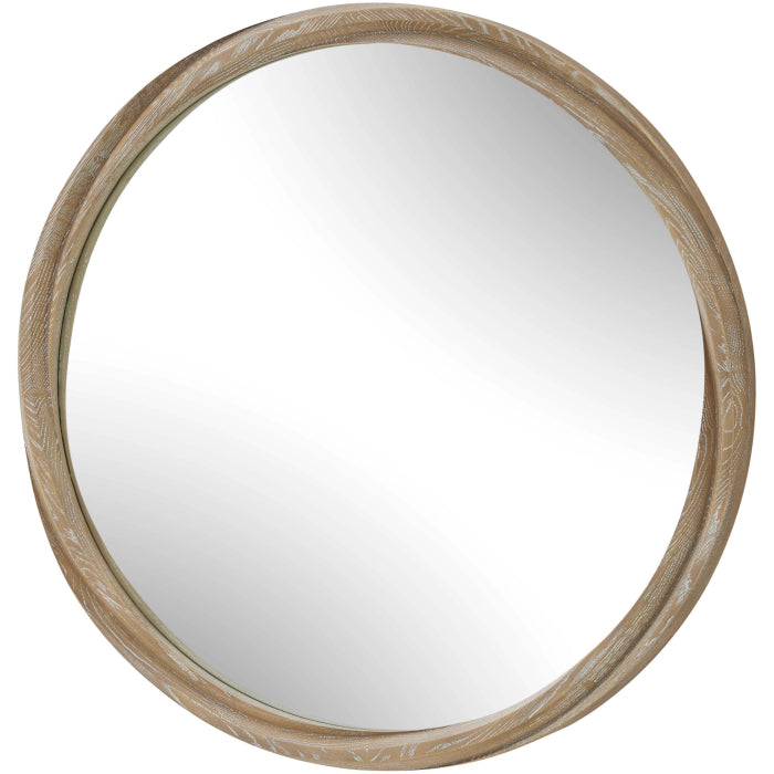 Uttermost Landry Round Light Wood Mirror
