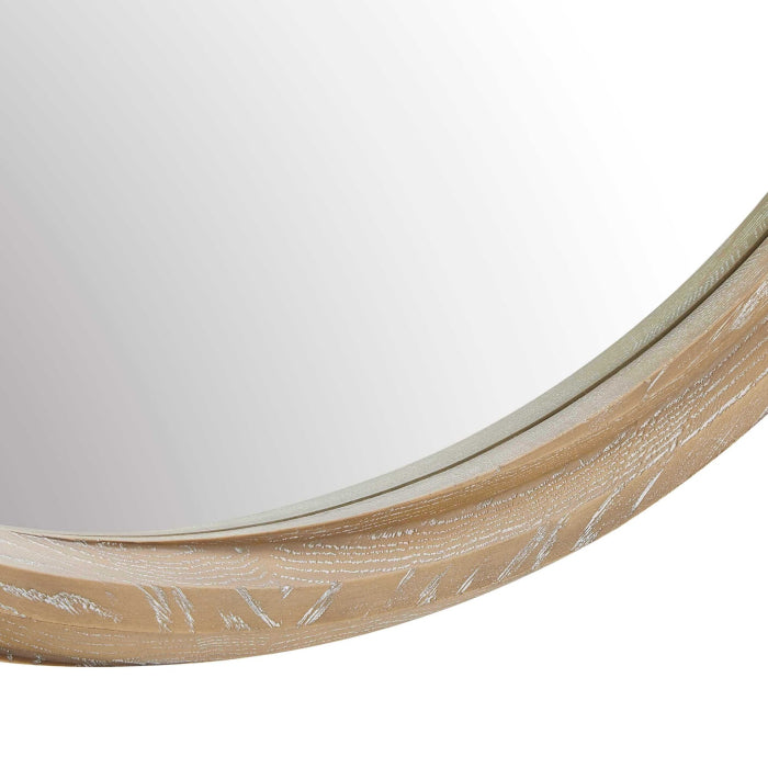 Uttermost Landry Round Light Wood Mirror