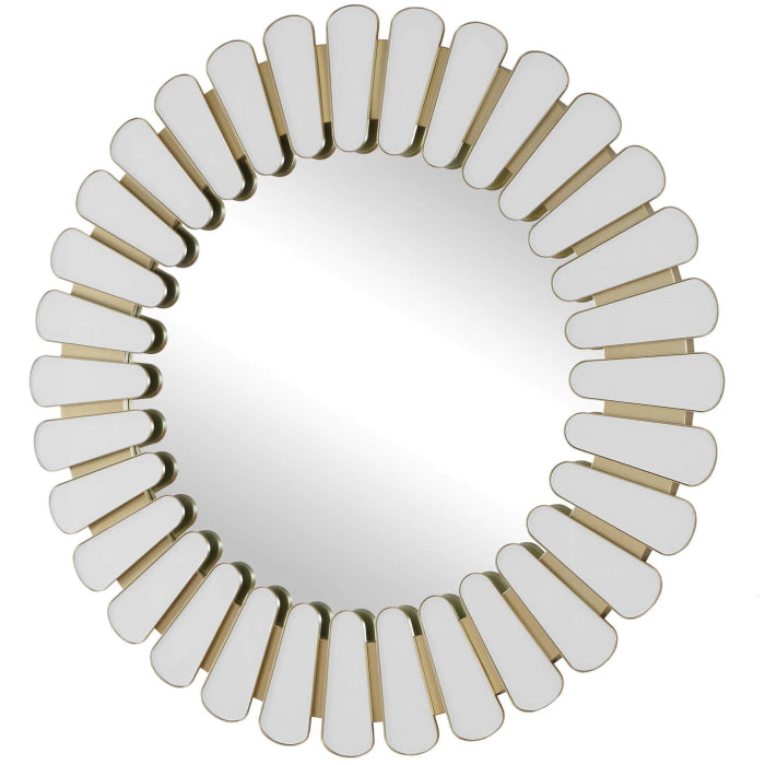 Uttermost Miran White Glass Round Mirror