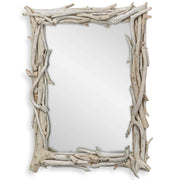 Rooted Reflection Bleached Teak Rectangular Mirror