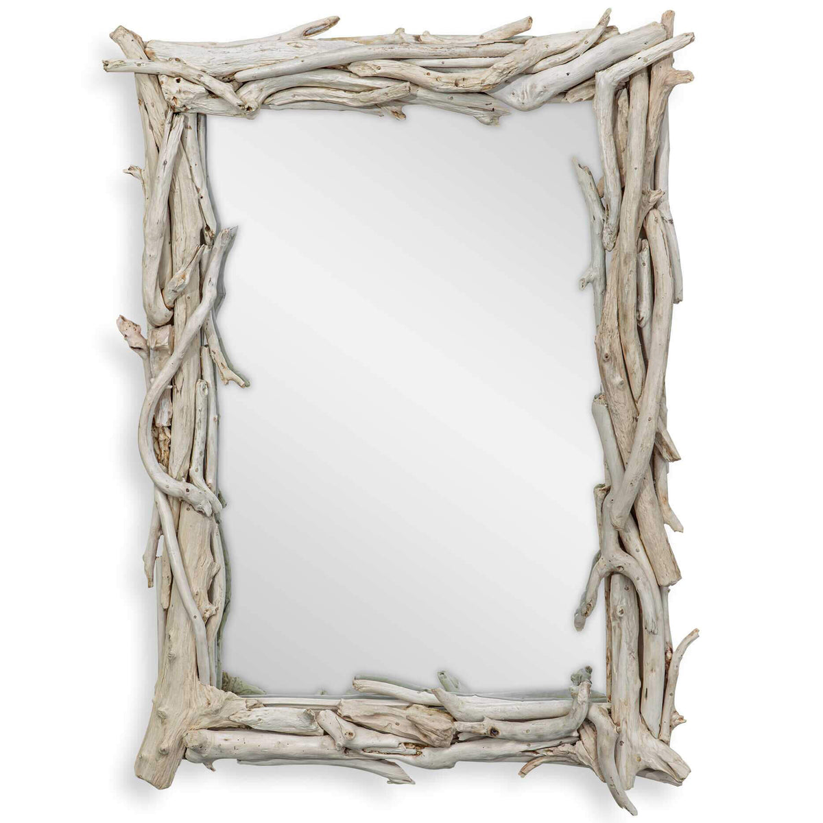 Rooted Reflection Bleached Teak Rectangular Mirror