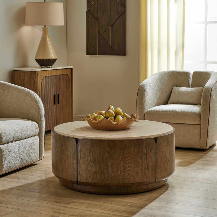 Uttermost Tindall Round Travertine Coffee Table
