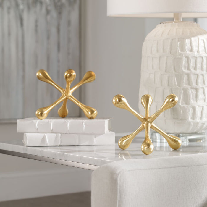 Uttermost Harlan Jacks Ornament in Brass - Set of 2