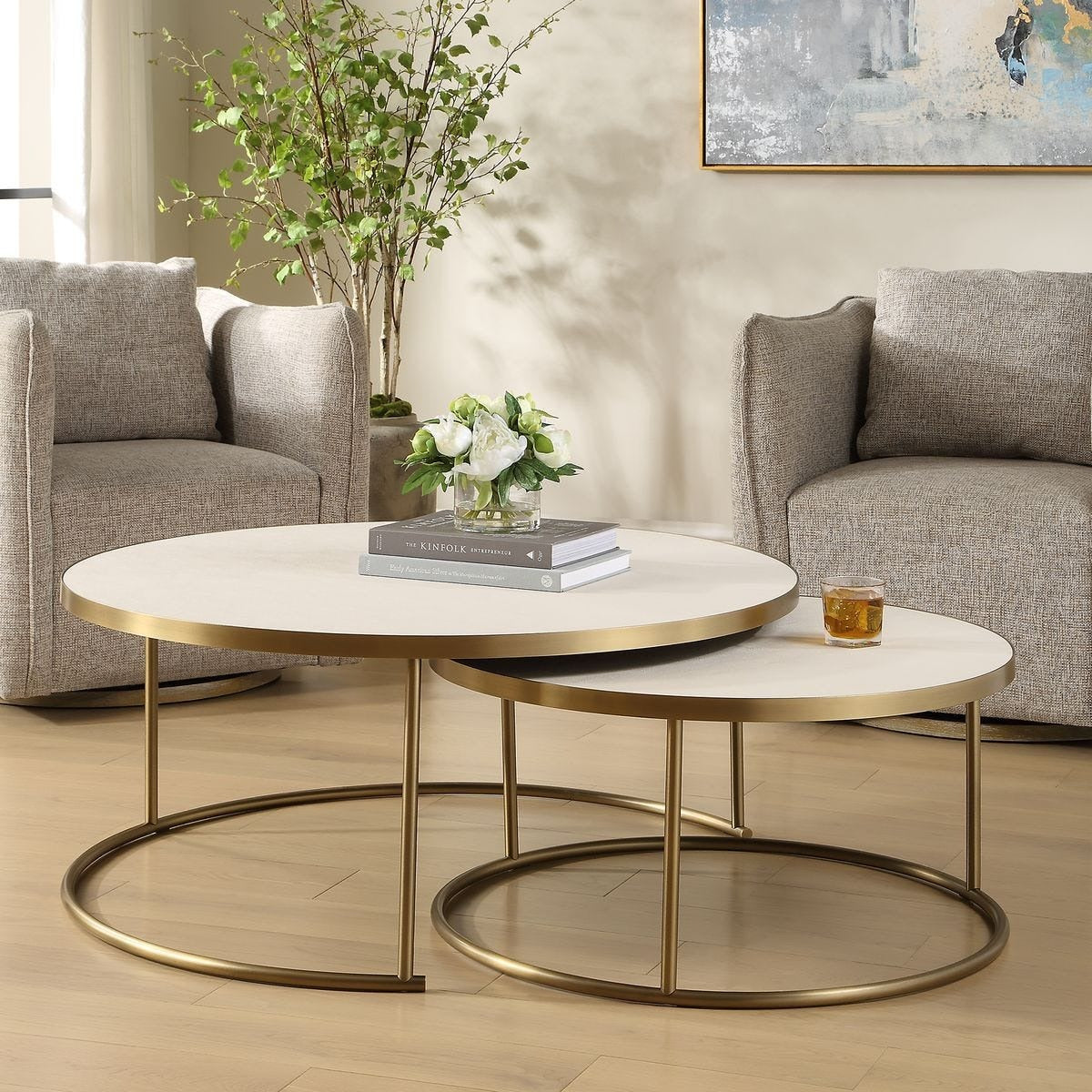 Uttermost Aragon Nesting Coffee Tables in White - Set of 2