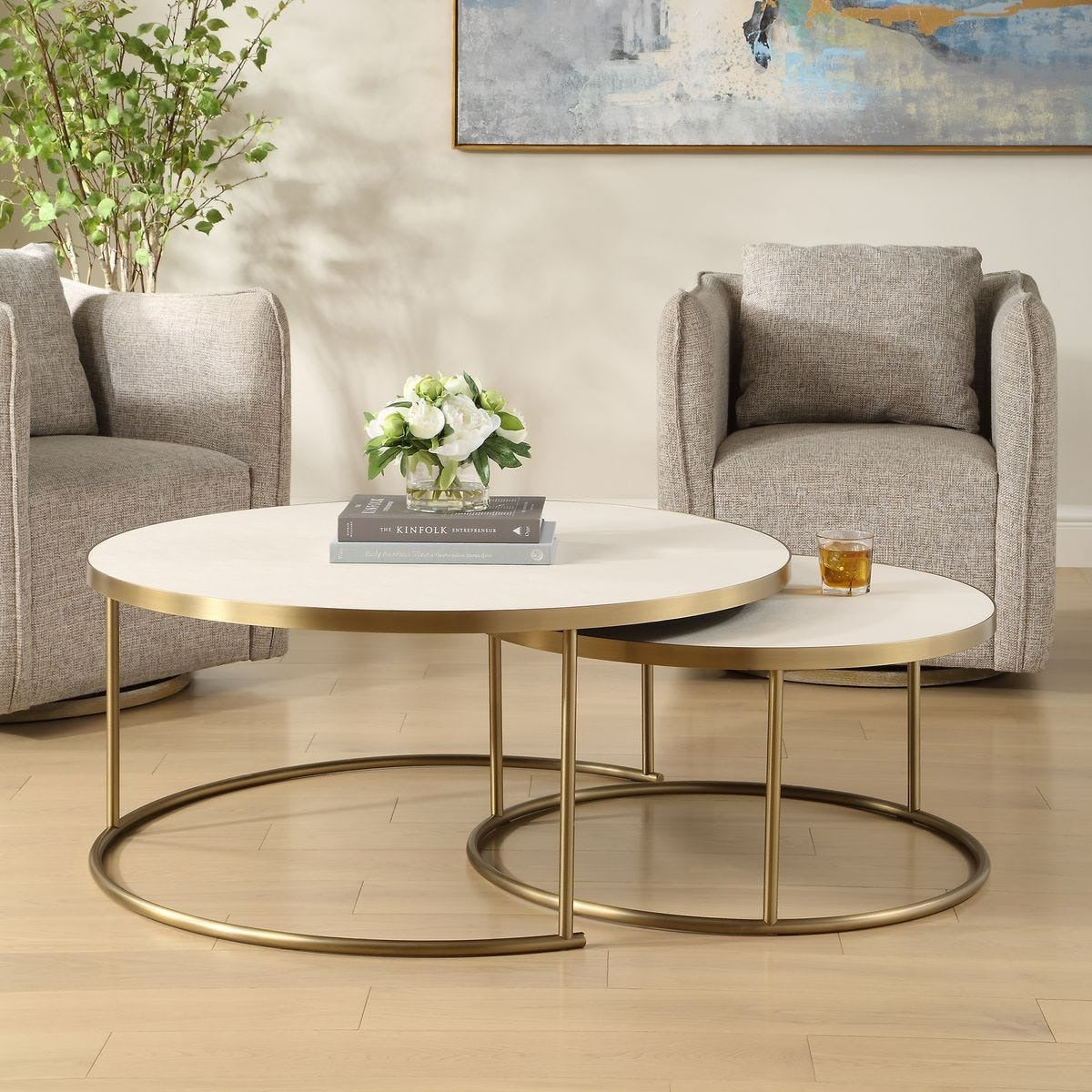 Uttermost Aragon Nesting Coffee Tables in White - Set of 2