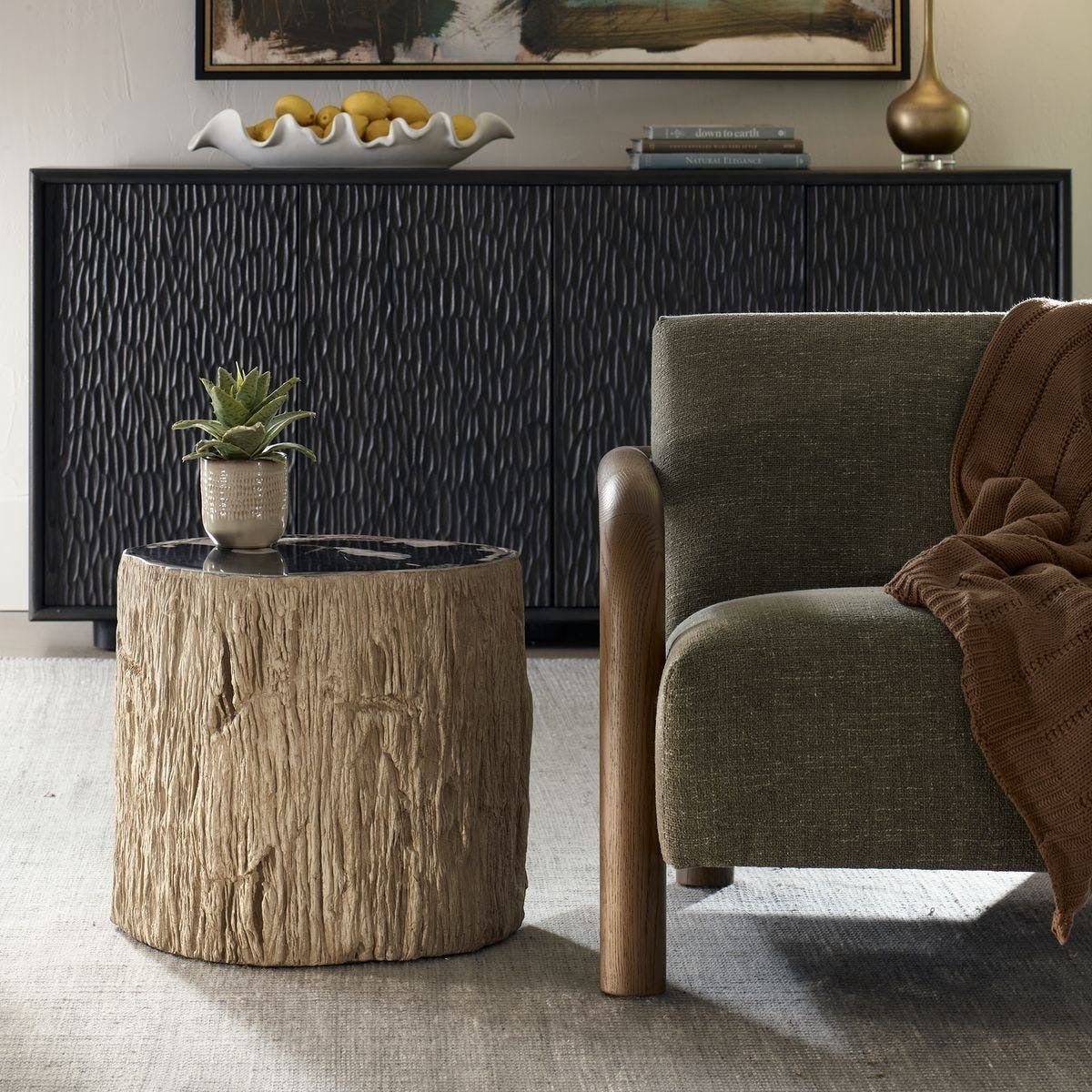 Uttermost Arco Top Accent Table in Petrified Wood