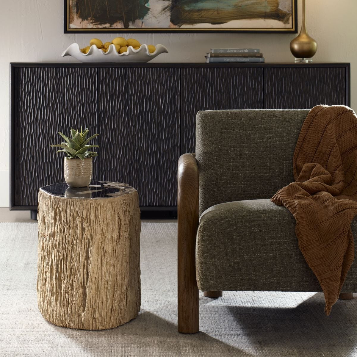 Uttermost Arco Top Accent Table in Petrified Wood