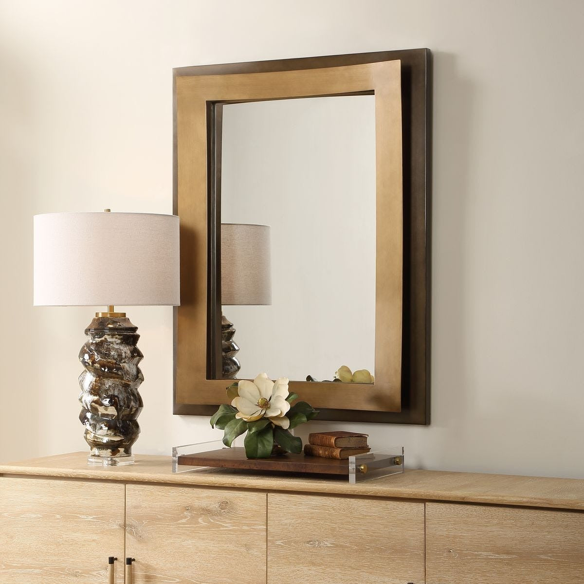 Uttermost Around The Bend Mirror in Golden Bronze