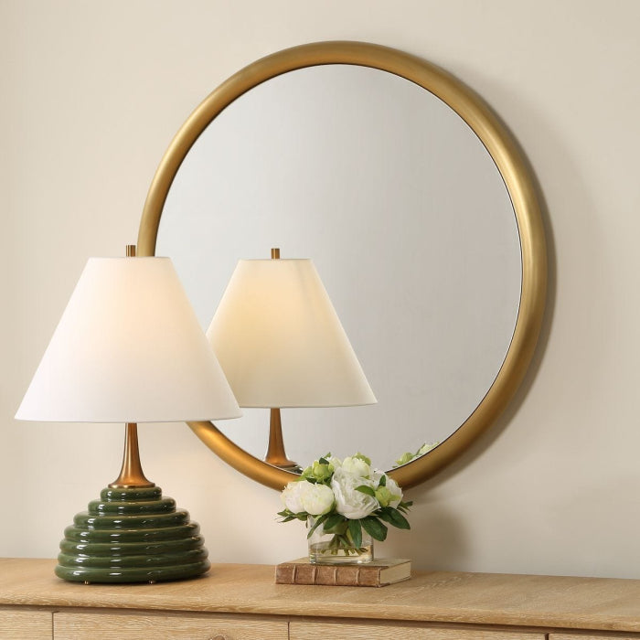 Uttermost Atkinson Modern Round Mirror in Brass