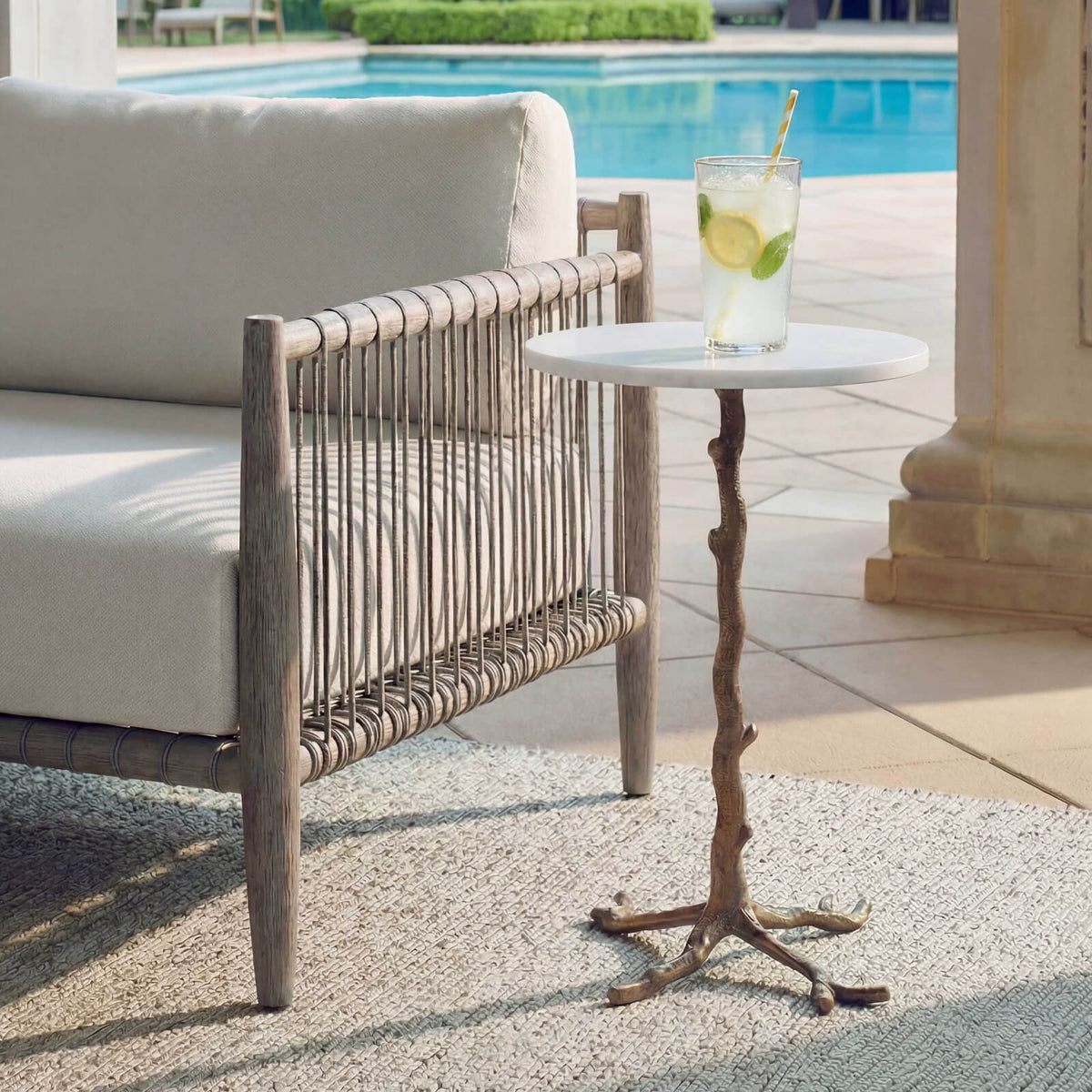 Uttermost Calais White Marble Side Table