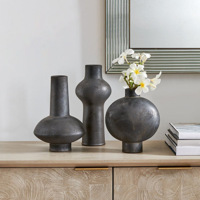 Uttermost Charcoal Bloom Indoor-Outdoor Vases - Set of 3