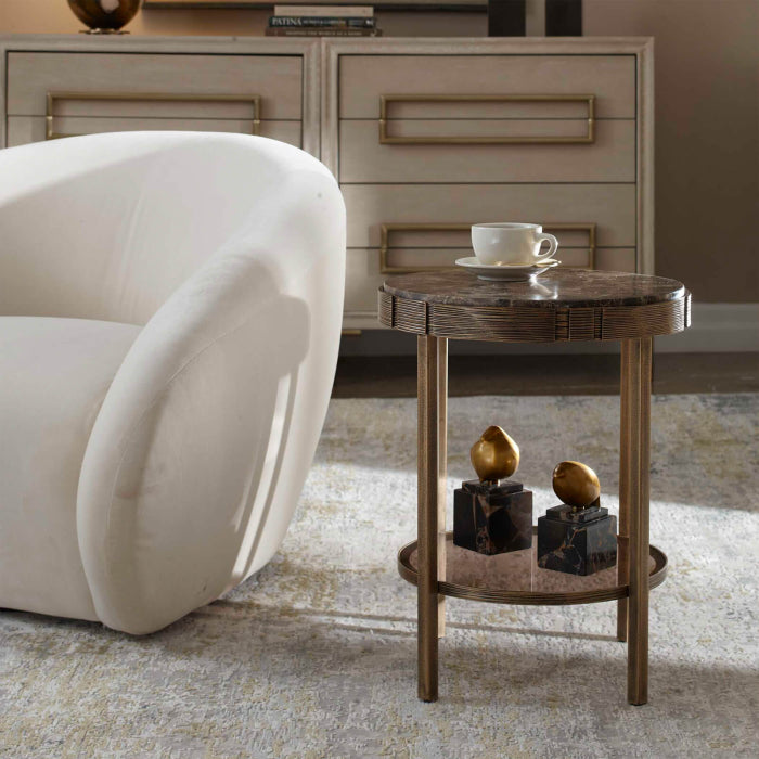 Uttermost Cusano Round Dark Marble Side Table