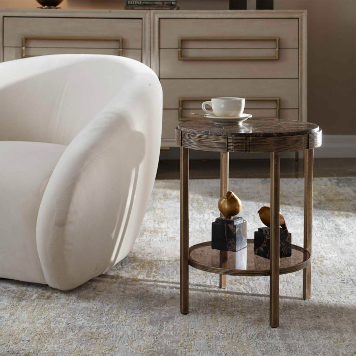 Uttermost Cusano Round Dark Marble Side Table