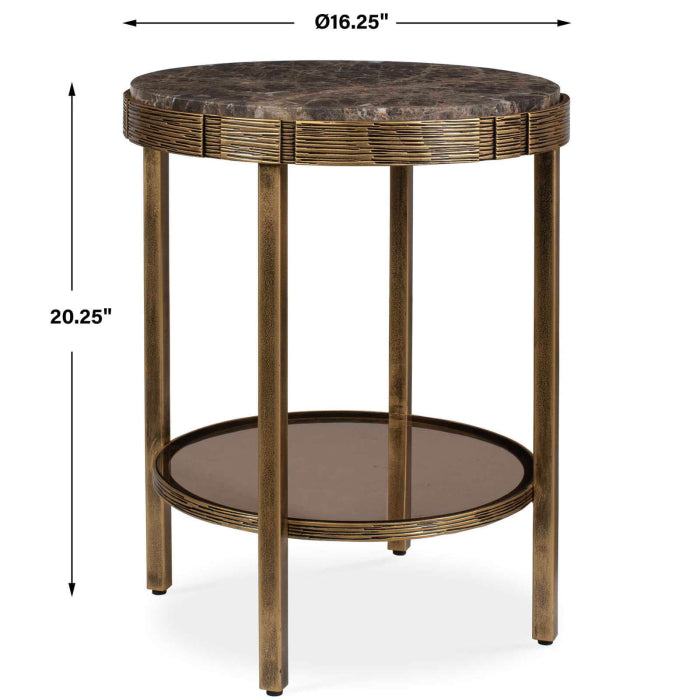Uttermost Cusano Round Dark Marble Side Table
