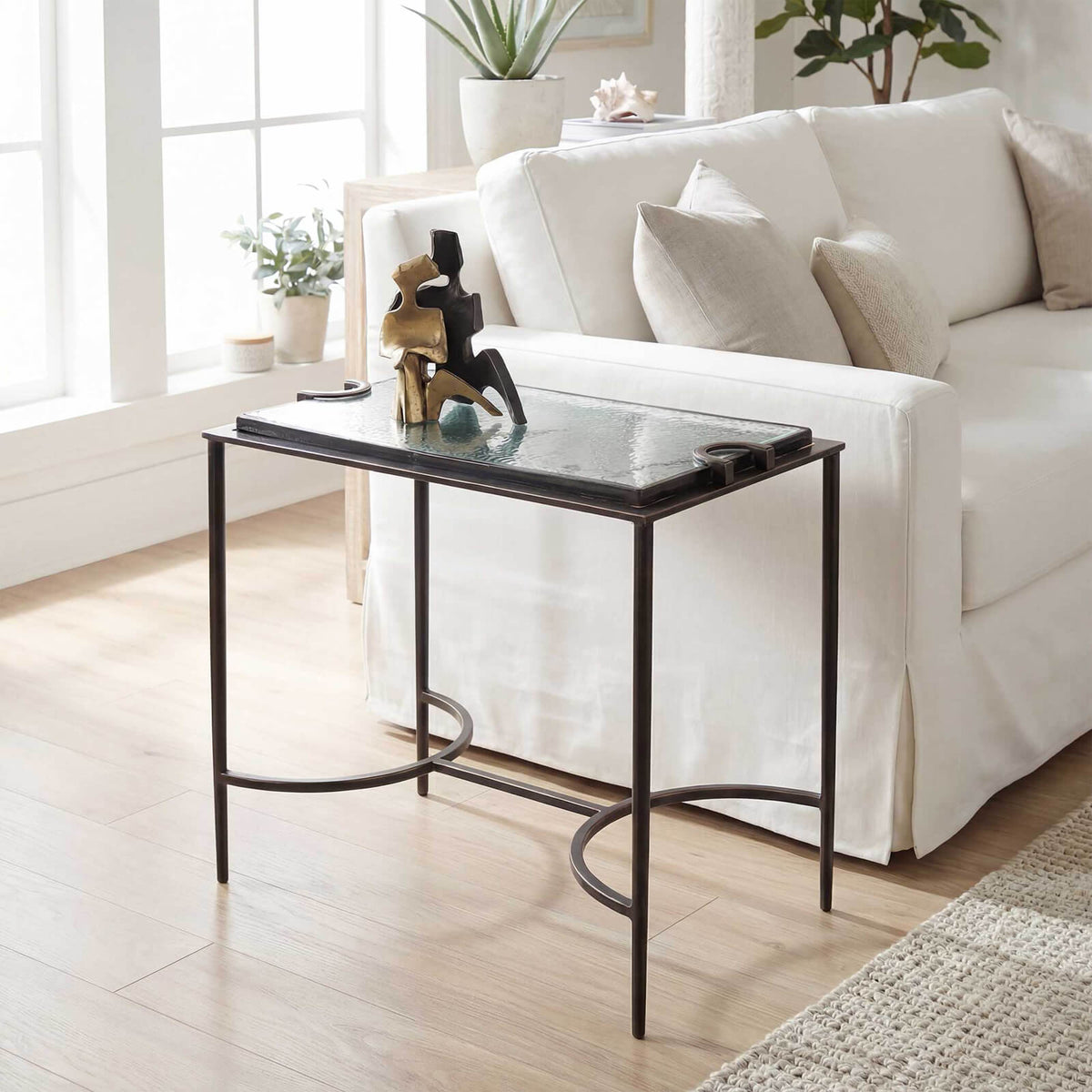 Uttermost Eisen Textured Glass Side Table