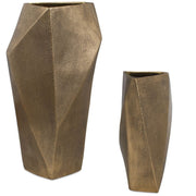 GeoForm Indoor-Outdoor Vases in Brass - Set of 2