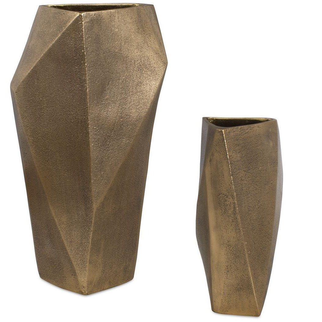 GeoForm Indoor-Outdoor Vases in Brass - Set of 2
