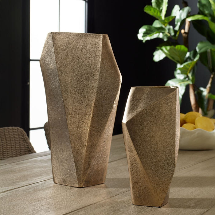 Uttermost GeoForm Indoor-Outdoor Vases in Brass - Set of 2