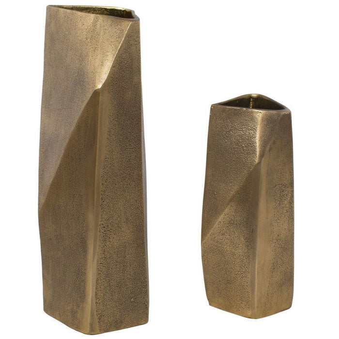 Uttermost GeoForm Indoor-Outdoor Vases in Brass - Set of 2
