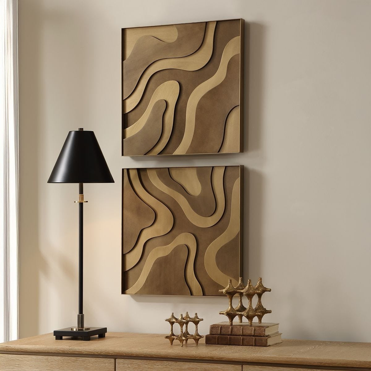 Uttermost Golden Terrain Wooden Wall Decor - Set of 2