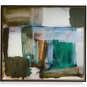 Green Fields Framed Abstract Canvas