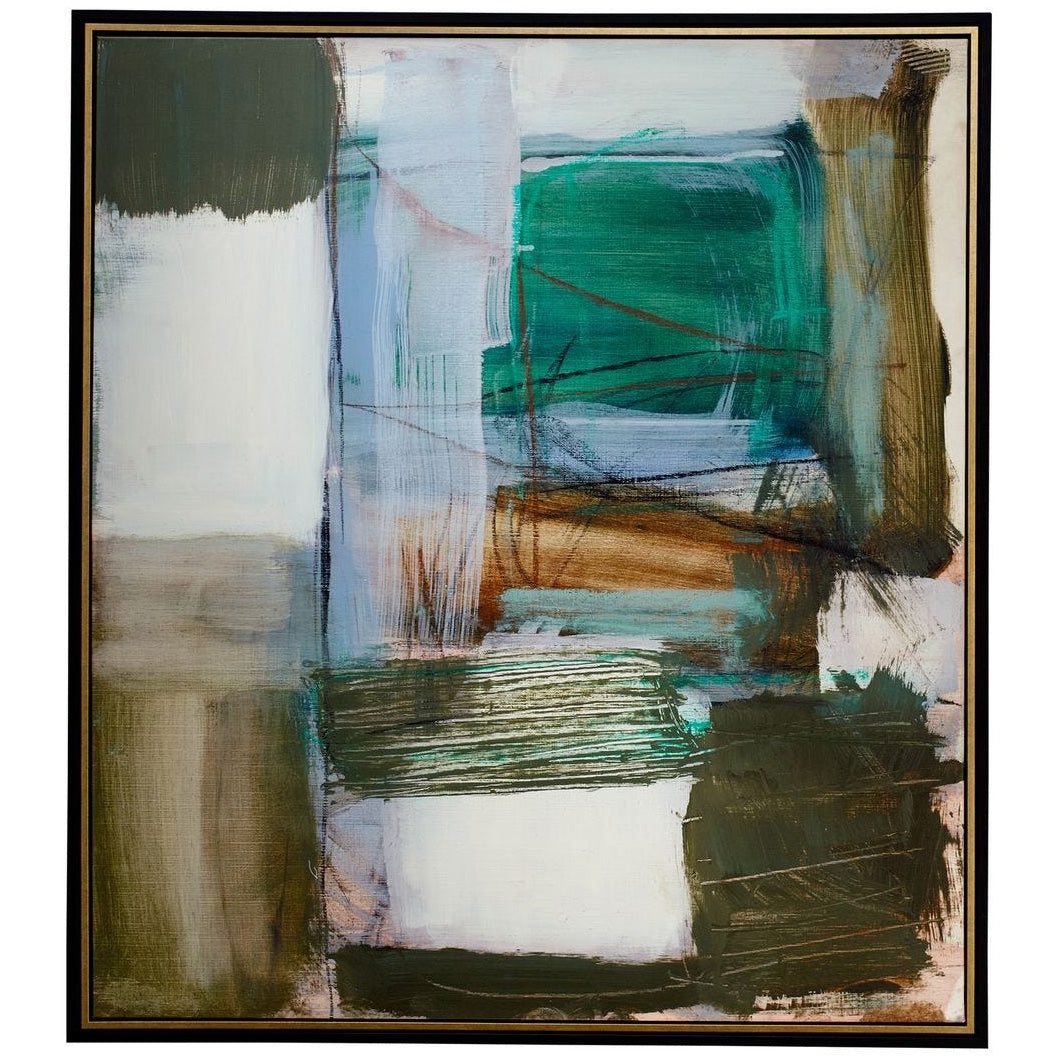 Uttermost Green Fields Framed Abstract Canvas