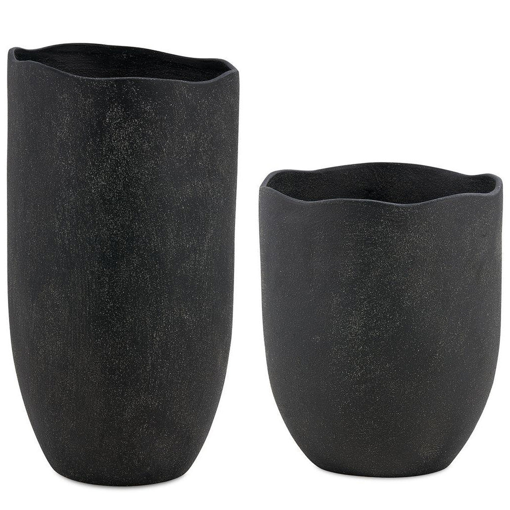 Komorebi Indoor-Outdoor Vases in Black - Set of 2