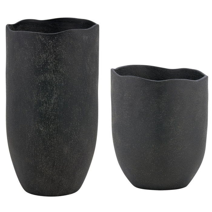 Uttermost Komorebi Indoor-Outdoor Vases in Black - Set of 2