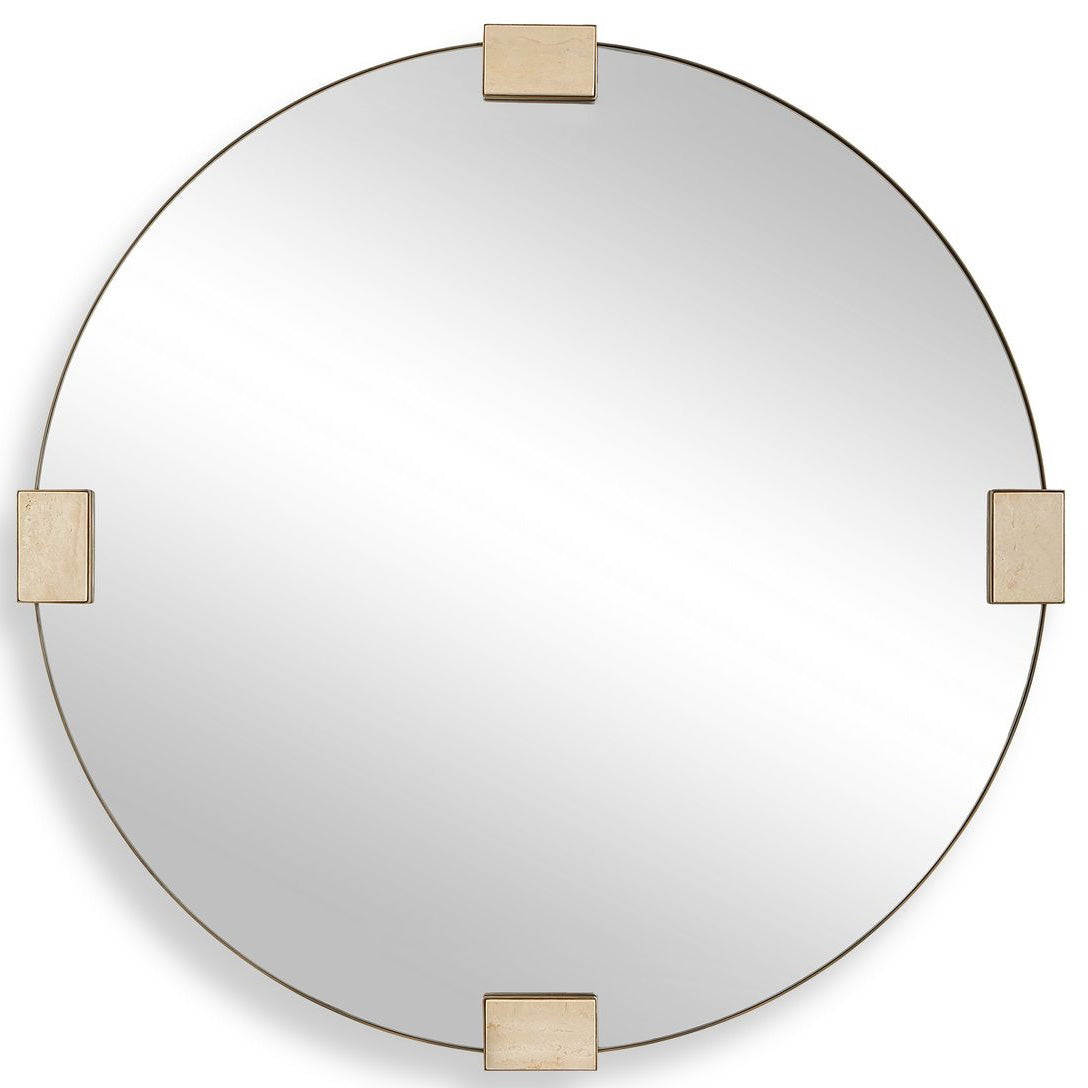 Russo Round Mirror in Travertine