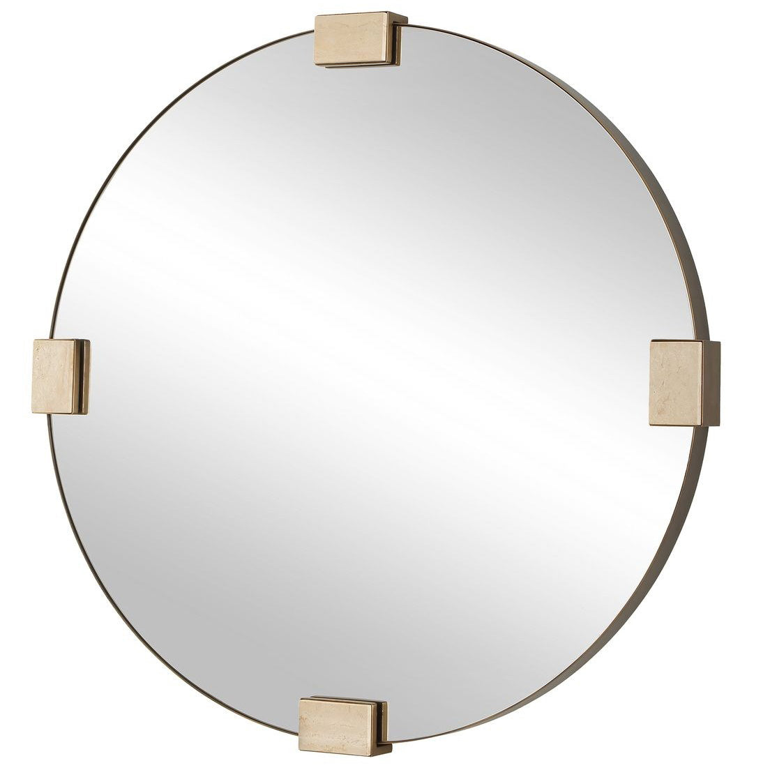 Uttermost Russo Round Mirror in Travertine
